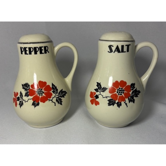 Hallmark Other - Vintage Hall Kitchenware‎ Orange Poppy Handled Salt & Pepper Shakers